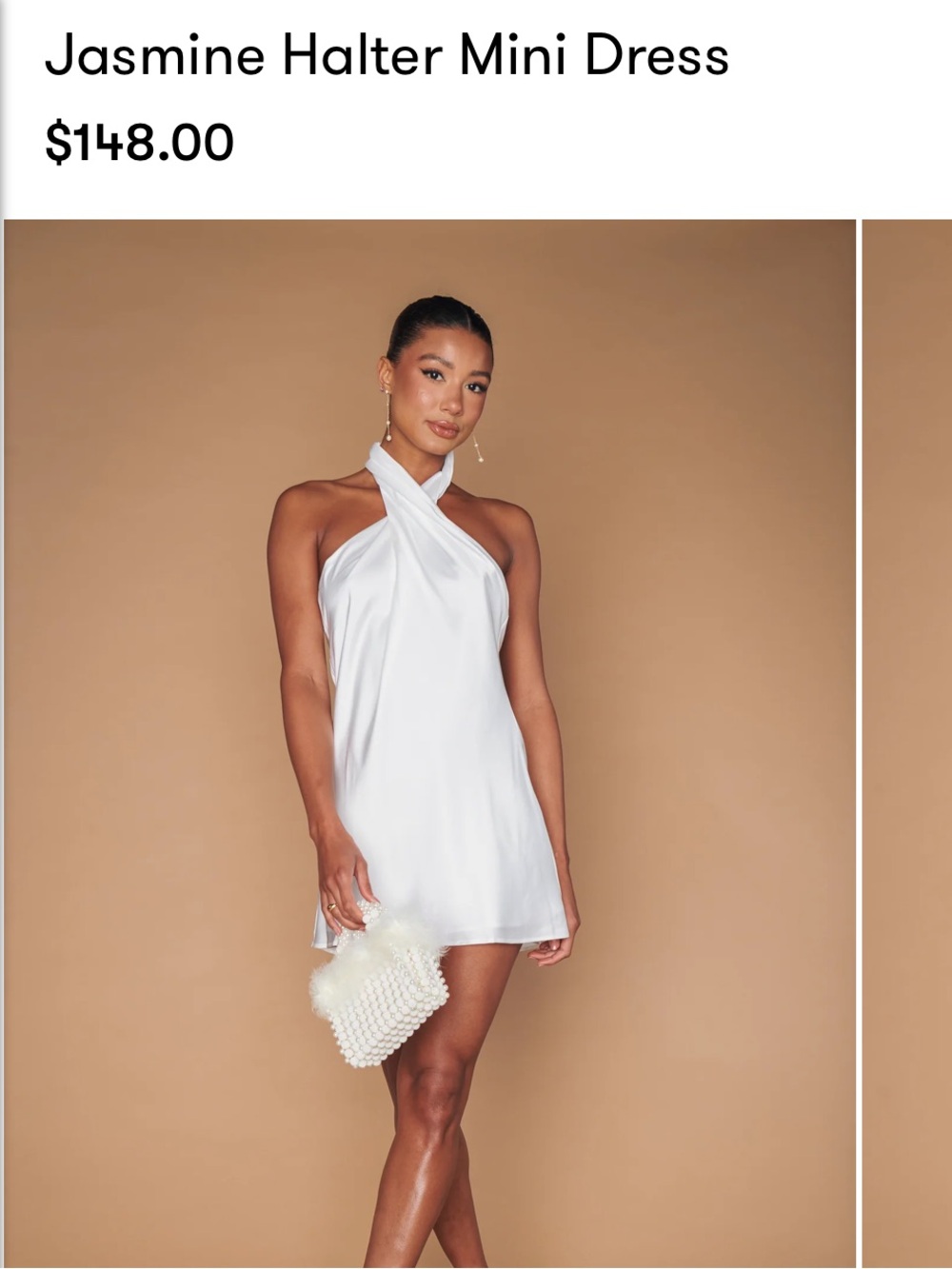 White Halter Mini Dress - Elegant Cross-Neck Design